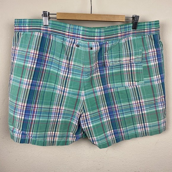 Polo Ralph Lauren Men's Green Multi Color Plaid Pattern Cotton Blend Trunks XXL - Picture 6 of 6